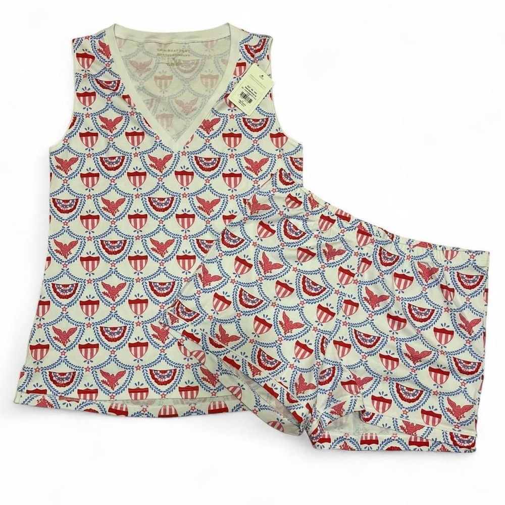 Women’s Medium TBBC Sleep Snooze 2 Piece Lounge Set Tank & Shorts Patriotic PJ’s